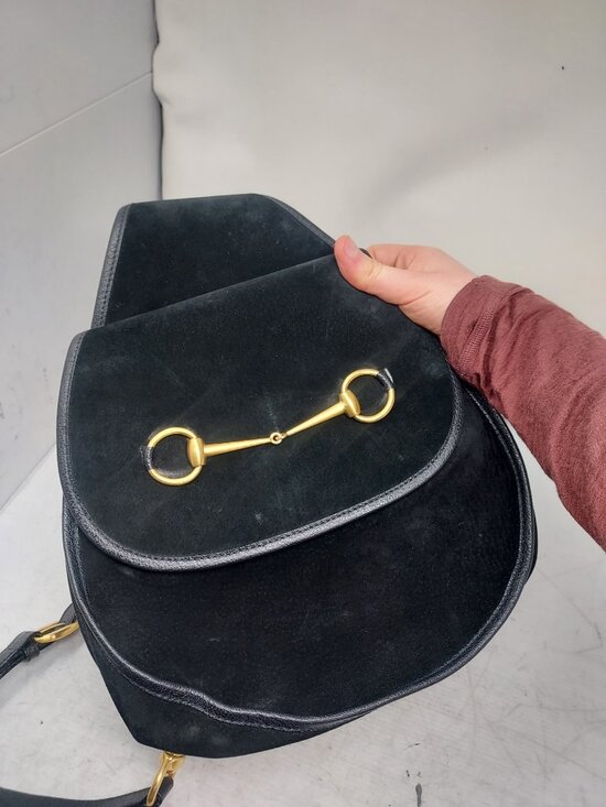 Gucci Black Suede Tom Ford Horsebit One Shoulder Backpack main image 9